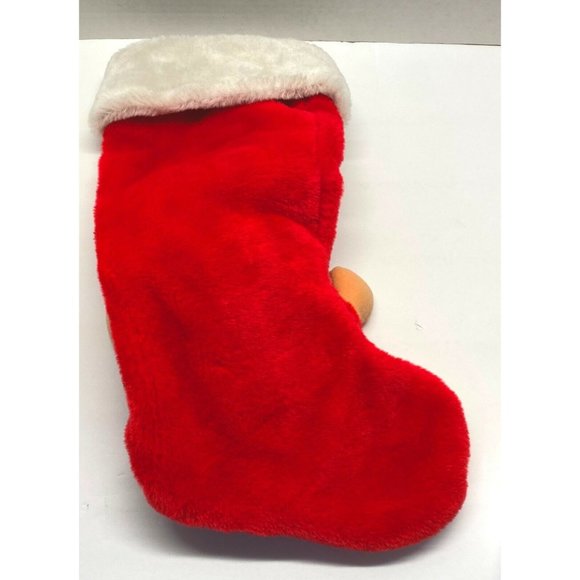 Musical Santa Claus Christmas Stocking Holiday Decor Red Plush 15" Long - Picture 2 of 9